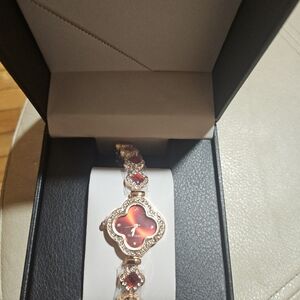 Luxurious Red and Silver Women's Bracelet Watch